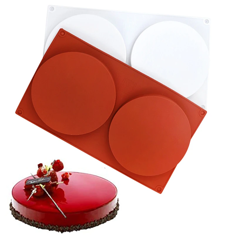 2 Holes Round Disc Cake Silicone Mold Decorating Tools Flat Cylinder Chocolate Fondant Pan Dessert Bakeware Kitchen Baking