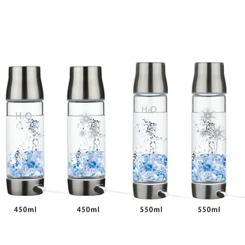 

New 450ml/550ml Portable Hydrogen Rich Water Ionizer Transparent Water Glass with Lid BPA-free Glass Bottle Capacity Water Bottl