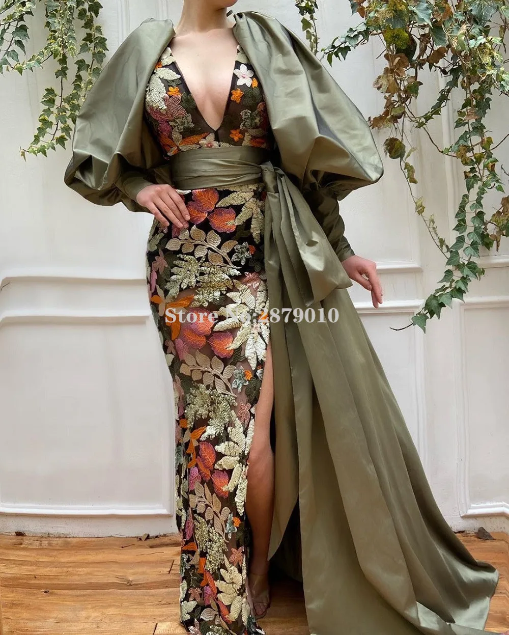 

Turkish Sage Elegant Sheath Evening Dress Floor-Length Formal Dress Prom Dress Robe De Soiree Aibye Vestido de festa Dubai