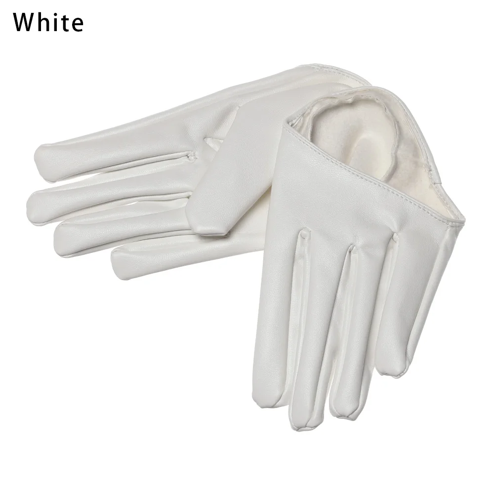 1 пара женские модные перчатки для танцев на шесте рок-шоу готические панк на половину ладони/ступни полный палец перчатки сексуальные кожаные перчатки для ночного клуба - Цвет: white
