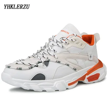 

YHKLERZU Designer Casual Shoes Men Lace-Up Chunky White Sneakers Big Zise Walking Footwear Breathable Sneakers Man Sports Shoes