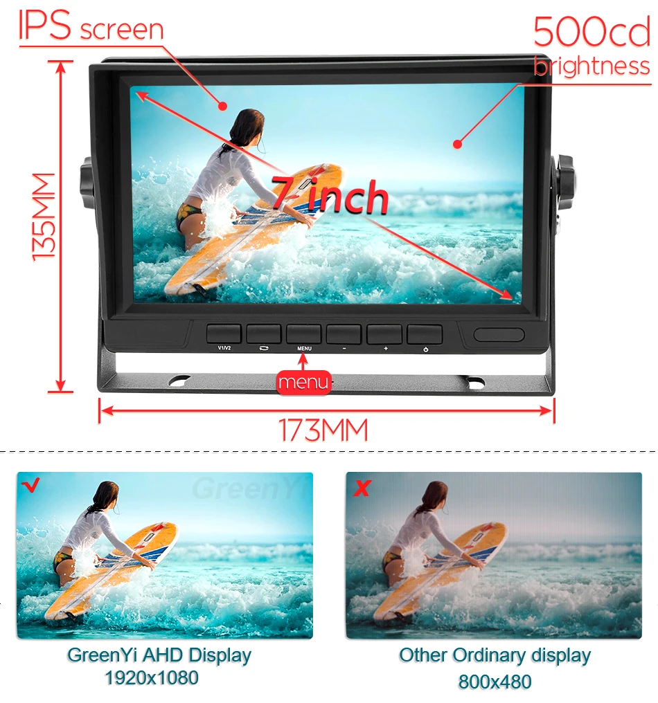  DVR ڴ  ,  ĸ   AHD ī޶, IPS Ʈ , 4 ä, AHD1920x1080P, 7 ġ