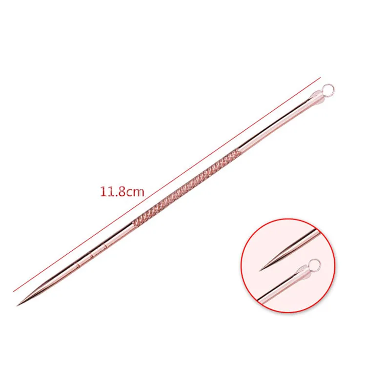 4Pcs/Set Pimple Blemish Blackhead Extractor Rose Gold Black Dots Cleaner Acne Blemish Remover Needles Set Pore Cleanser Tool 108