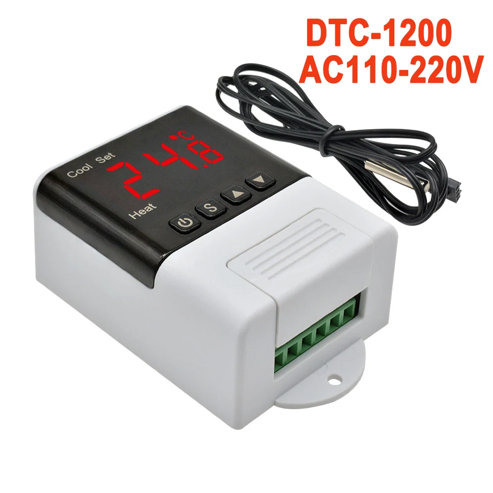 Цифровой Температура контроллер термостат терморегулятор инкубатор РЕЛЕ Светодиодный 10A нагревательные охладительные терморегулятор STC-1000 220V - Цвет: DTC-1200AC110V-220V