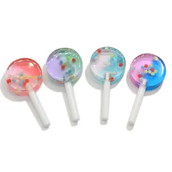 

Gradient Colorful Round Candy Lollipop Miniature Food Flatback Resin Cabochons For DIY Craft Making