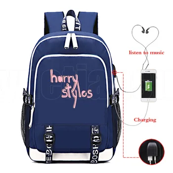 

Harry Styles Bag USB Charing Mochila Treat People with Kindness Backpack Laptop School Bags for Teenage Girls Fine Line Bookbag