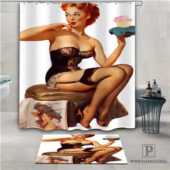 

Custom pin-up (1) Waterproof Shower Curtain Doormat Home Bath Bathroom Polyester Fabric Multi Sizes#2019-01-12-267