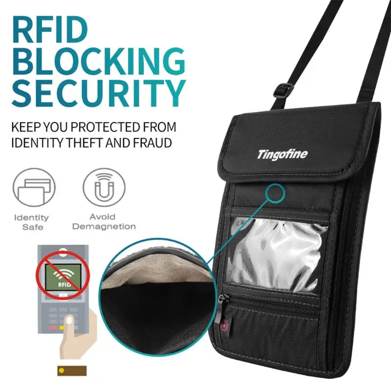 RFID Блокировка паспорта держатель для карт шеи Кроссбоди кошелек сумка безопасности путешествия Органайзер Сумка