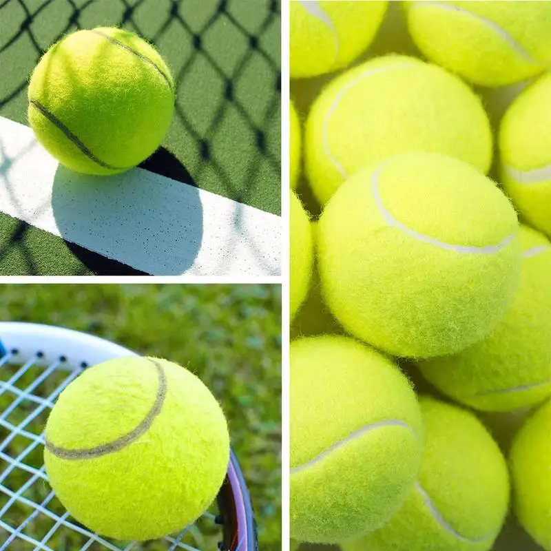 1 шт. резиновый теннисный мяч, прочный Теннисный тренировочный мяч для соревнований, тренировочных упражнений, эластичный волокнистый резиновый уличный Теннисный мяч