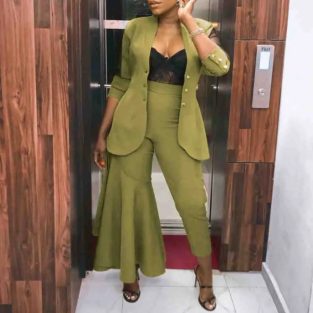 Elegant Office Ladies Pants Sets 2 Long 