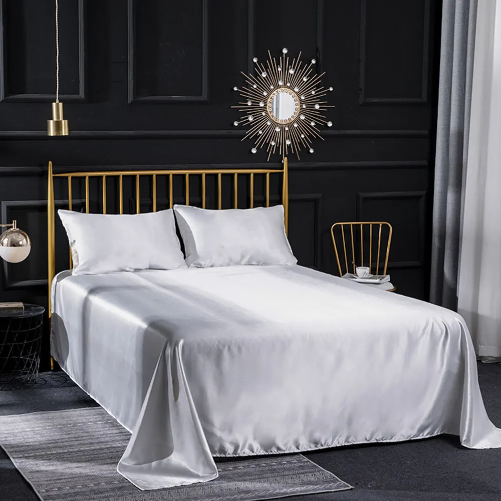 Thumпостельные принадлежности черное роскошное атласное шелковое постельное белье набор мягкий на ощупь пододеяльник набор двойной полный удобный чехол для кровати с наволочкой