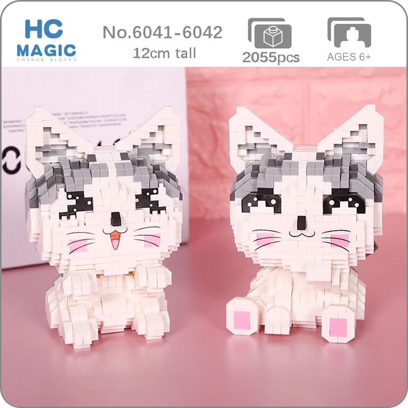 HC Smile мультфильм белый кот котенок милое животное 3D модель DIY Мини Алмазные блоки