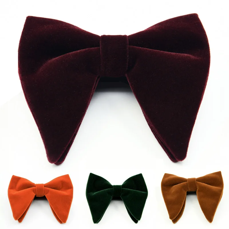 New Fashion Velvet Big Bowties for Women Mens Groom Wedding Bow Tie