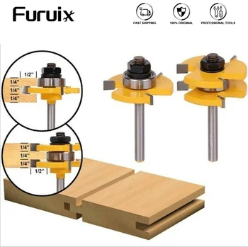 

2 pc 8mm Shank high quality Tongue & Groove Joint Assembly Router Bit Set 1/4" Stock Wood Cutting Tool Combination