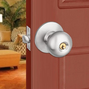 

Bolt Stainless Steel Door Locks Entrance Knobs Bathroom With Key Reliable Living Room Hardware Passage Home Round Handle Bedroom