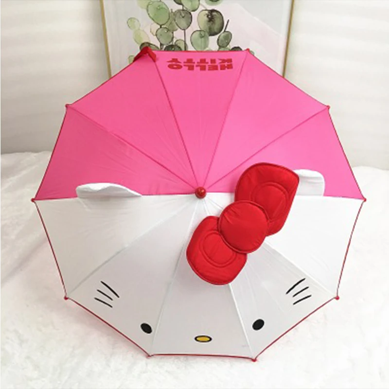 Paraguas de dibujos animados para niños y niñas, sombrilla semiautomática creativa de mango para estudiantes, -