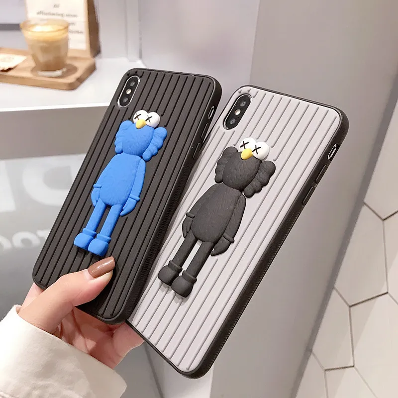 Стерео мультфильм кукла мягкий матовый Силиконовый ТПУ чехол для телефона чехол для iPhone 6 6 plus 7 8 plus X XS XR Max оболочка с полосатым покрытием