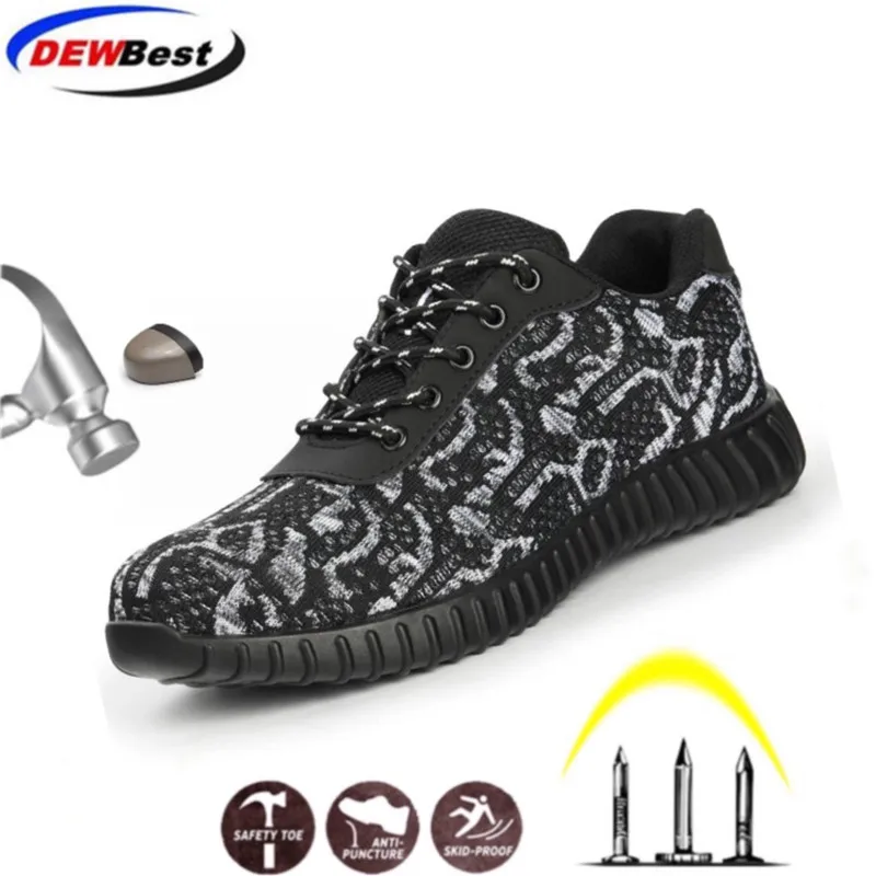 

DEWBEST Steel Toe Safety Shoes Men Women Breathable Mesh Industrial & Construction Puncture Proof Work Shoes Protective Footwear