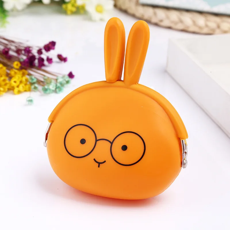 BrownRabbit Модный кошелек для монет, милый мультипликационный кролик в стиле кавай, Сумочка для женщин и девочек, маленький кошелек, Мягкая силиконовая сумка для монет, сумки для наушников с Bluetooth - Цвет: BrownRabbit