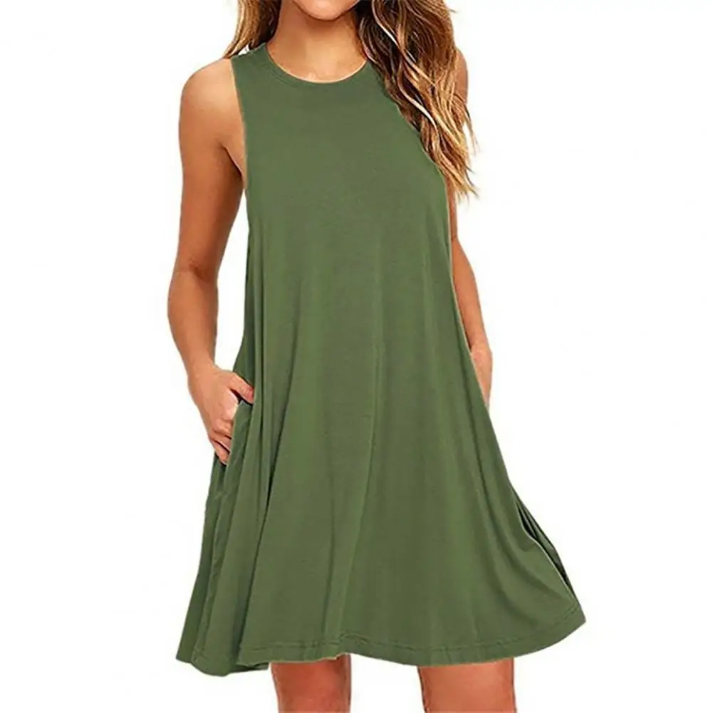 

Women Summer Casual Swing T-Shirt Dresses Casual Boho Beach Dresses Womens O-Neck Party Summer Dress Sleeveless Loose Mini Dres