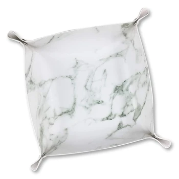 

Leather Valet Tray Organizer: Nightstand Desktop Dresser Jewelry Catchall Tray for Key Coin Change Phone Wallet Marbling Design