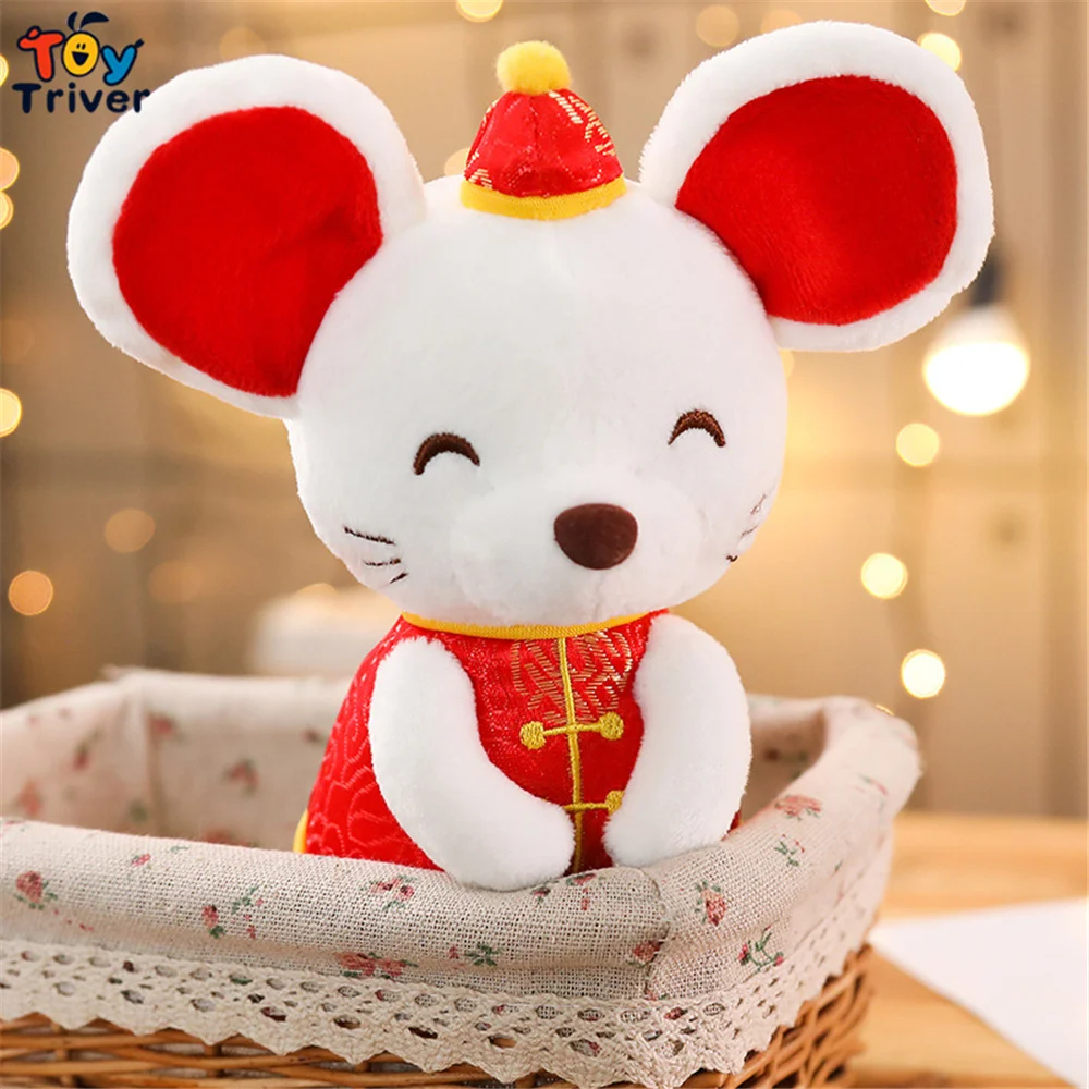 Rat Chinese New Year China Dress Mascot Rat Mouse in Tang Suit Plush Toy Triver Stuffed Doll Party Decoration Birthday Gift