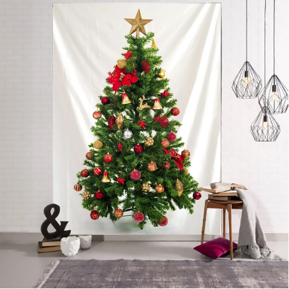New Year Christmas Tree Tapestry Wall Hanging Carpet Xmas Home Decor Yoga Pad Bedspread Beach Mat Gift Woven tapestry decor