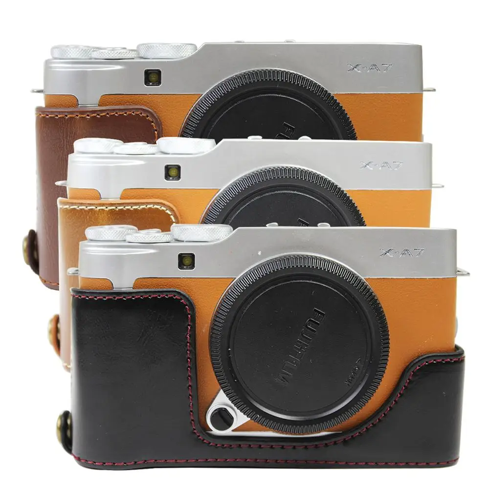 Full body Precise Fit PU leather digital camera case bag cover with strap for Fuji fujifilm XA7 X-A7 15-45mm lens Full body Precise Fit PU leather digital camera case bag cover with strap for Fuji fujifilm XA7 X-A7 15-45mm lens