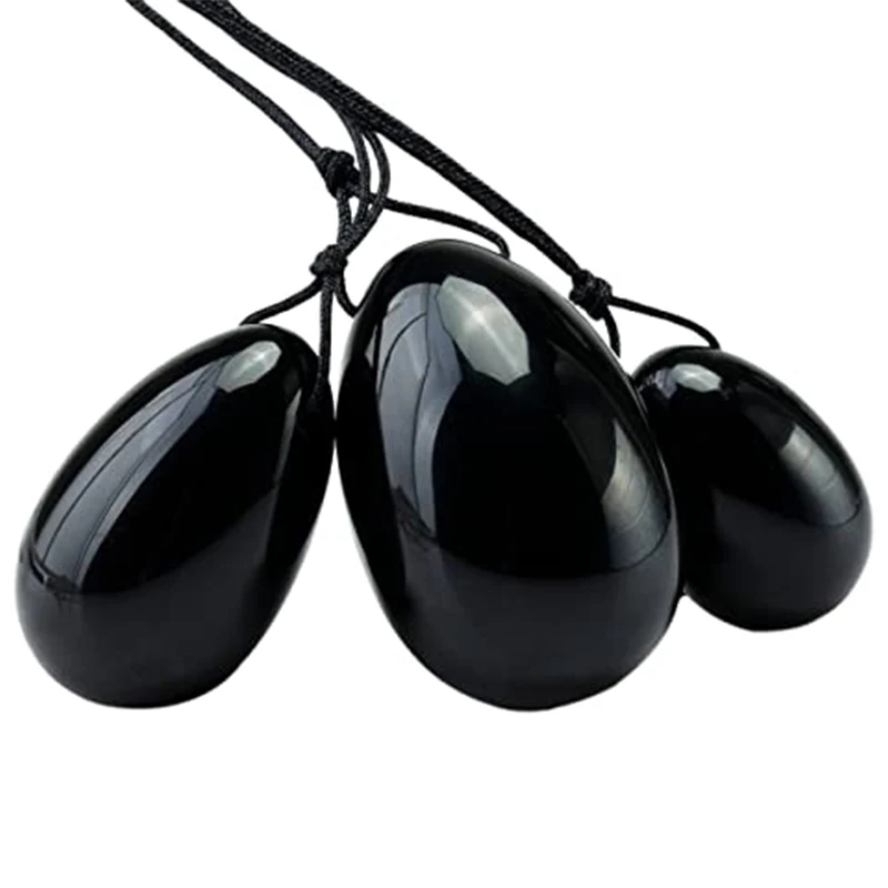 1Pc Obsidian Yoni Egg Massage Stones Stick With Rope Women Muscle Training Eggs For Health Exercise Multiple Sizes Massage Stone