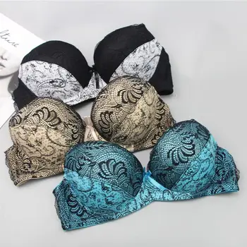 2022 New BCDE Cup Embroidered Lace Up Bras Plus Size Women 34 36 38 40 42 Brassiere Printing Style Female Lingerie 1