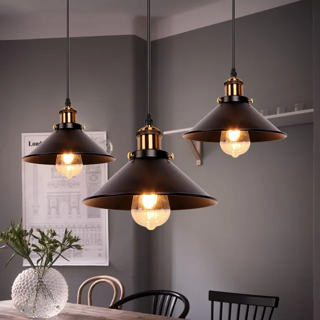 Retro loft LED E27 iron black decoration pendant lights hanging lamp for bedroom kitchen restaurant Living room indoor lighting 1