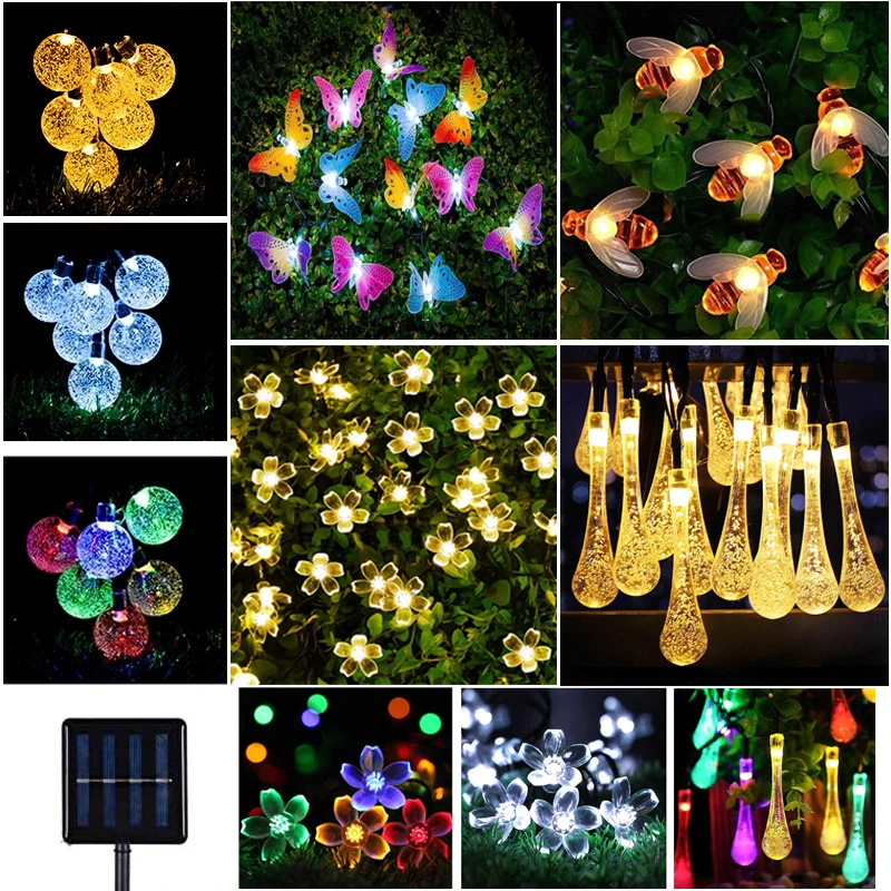 Рождественская Праздничная гирлянда на солнечной батарее 5 м 20 светодиодов с