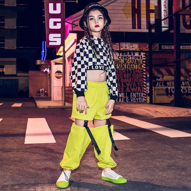 Kids Hip Hop Dancing Clothes For Girls Jazz Dance Costumes Long Sleeve Children Street Dance Clothing Stage outfits DQS2560