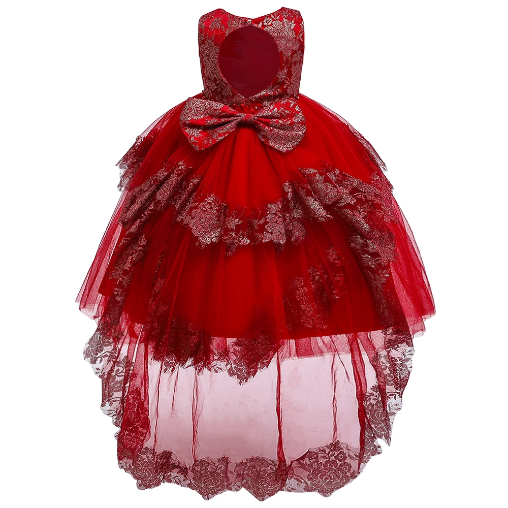 Г. Зимнее торжественное платье с открытой спиной для маленьких девочек вечерние платья со шлейфом для девочек элегантное платье принцессы с бисером от 2 до 8 лет, Vestido Comunion