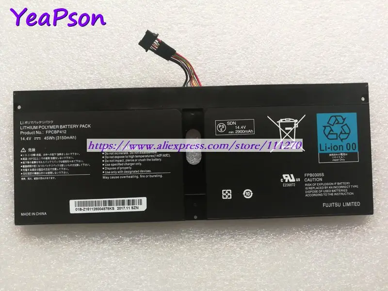 Yeapson FPCBP412 FPB0305S 14 4 V 3150mAh 45Wh настоящая аккумуляторная батарея для ноутбука Fujitsu LifeBook