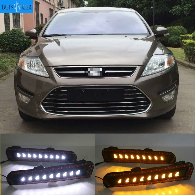 

1 комплект для Ford Mondeo 2011 2012 2013 12 В ABS DRL дневные ходовые огни Светодиодный с противотуманной фарой крышка автомобильного стайлинга
