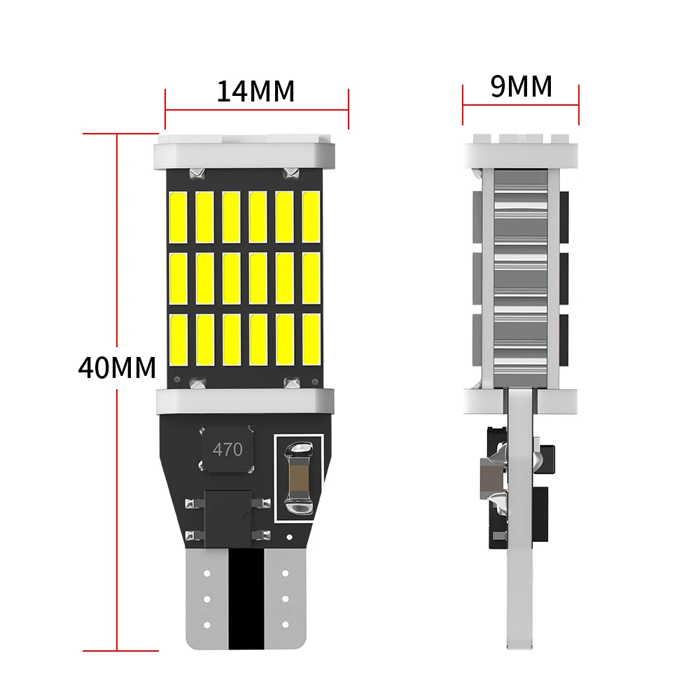 2PCS Canbus T15 W16W WY16W LED  4014 45SMD ڵ Bcakup   ڵ  극ũ    6000K   ȣڻ