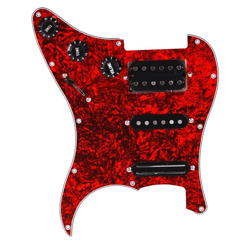 Гитара Pickguard 3-Ply SSH загружен Prewired Humbucker Pickguard набор звукоснимателей для Strat ST электрогитара Red Pearl