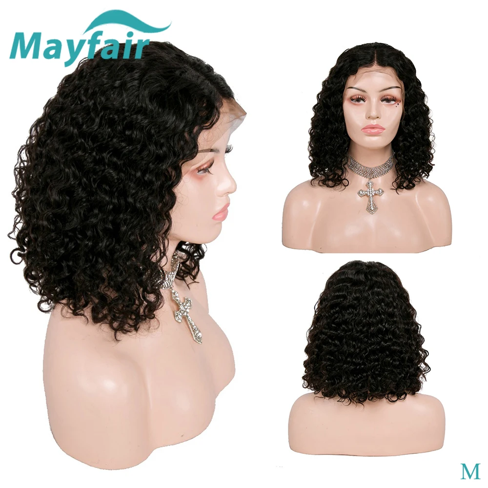 

Jerry Curly Lace Front Human Hair Wigs With Baby Hair Malaysian Remy Hair 13x4 Pre-Plucked Short Bob Wigs For Black Women 150%