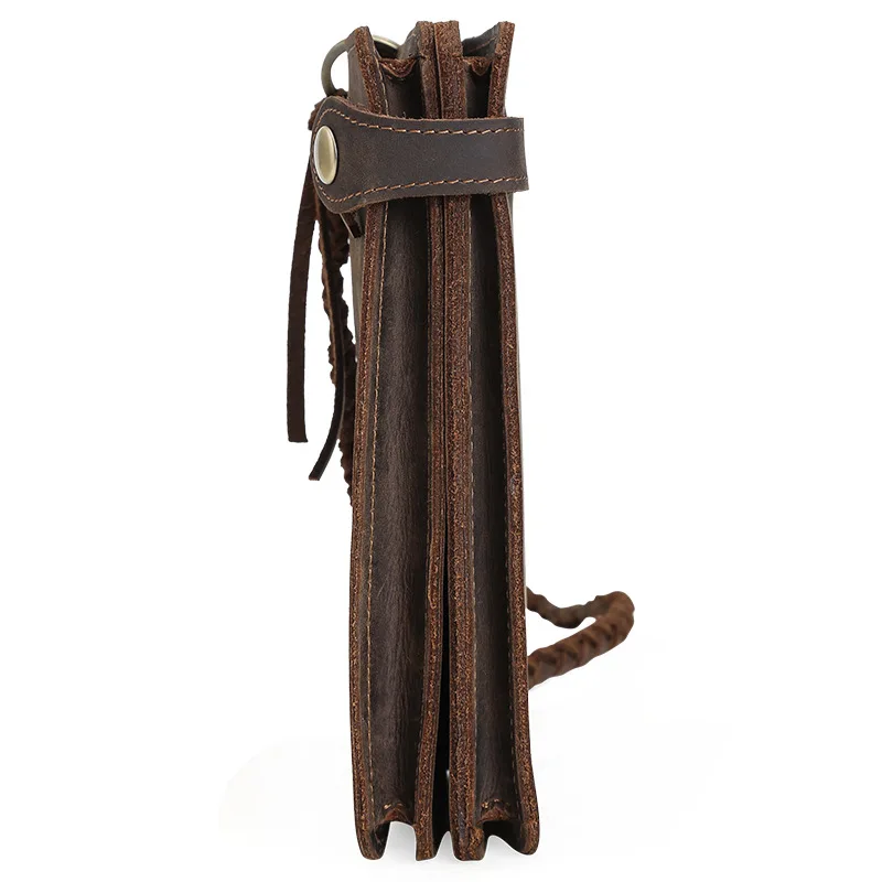 

Tiding Retro Horse Leather Handmade Fashion Man Long Clutch Punk Style Men's Large Capacity MEN'S Wallet 4186