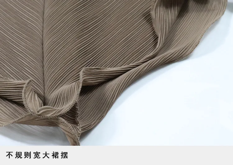 Горячая Miyake складка стиль крест v-образным вырезом рюшами нерегулярные платье
