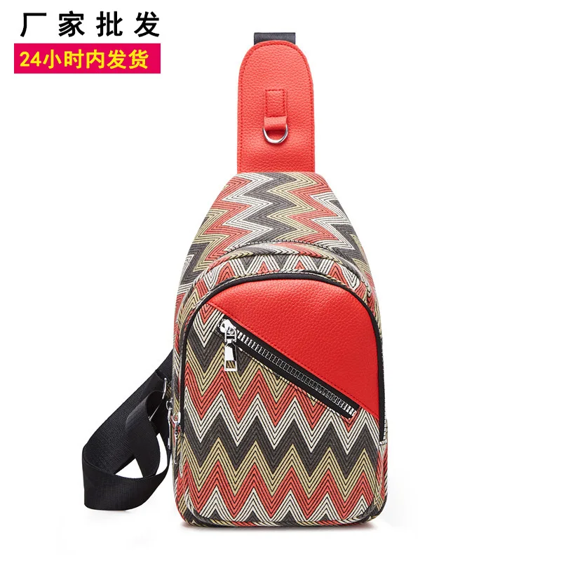 

Bag Women's 2019 New Style Autumn And Winter Korean-style Canvas + PU Crossbody Bag Fashion Flower Casual Chest Pack