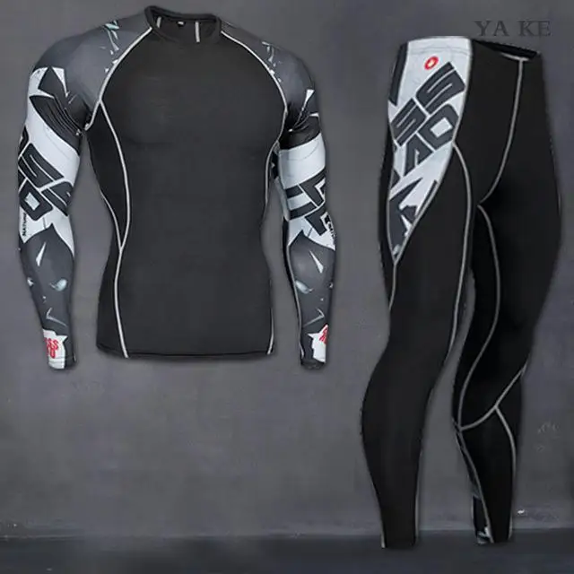 Leisure Sports6 Мужской компрессионный набор для бега, мужская спортивная одежда для спортзала, фитнеса, трико, беговые костюмы, быстросохнущая рубашка с длинным рукавом и штаны, комплект из двух предметов - Цвет: Leisure Sports6