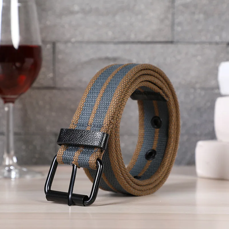 New Hot Selling Men's Woven Cotton Sports Canvas Thickened and Lengthened Belt leather belt