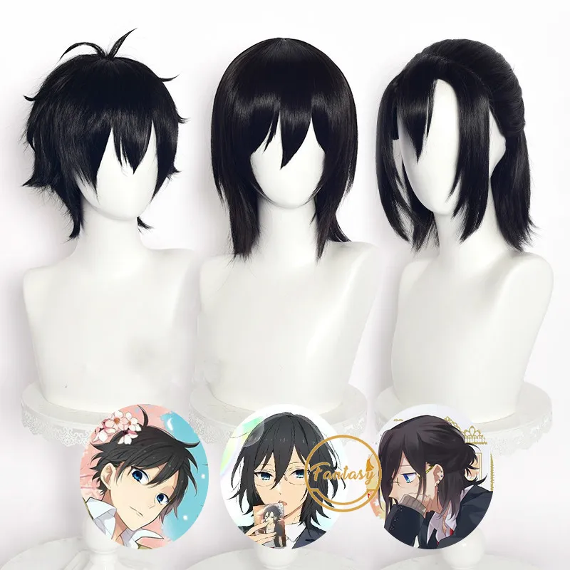 

Miyamura Izumi Anime Hori-san to Miyamura-kun Horimiya Cosplay Short Black Wig Heat Resistant Synthetic Hair +Free Wig Cap