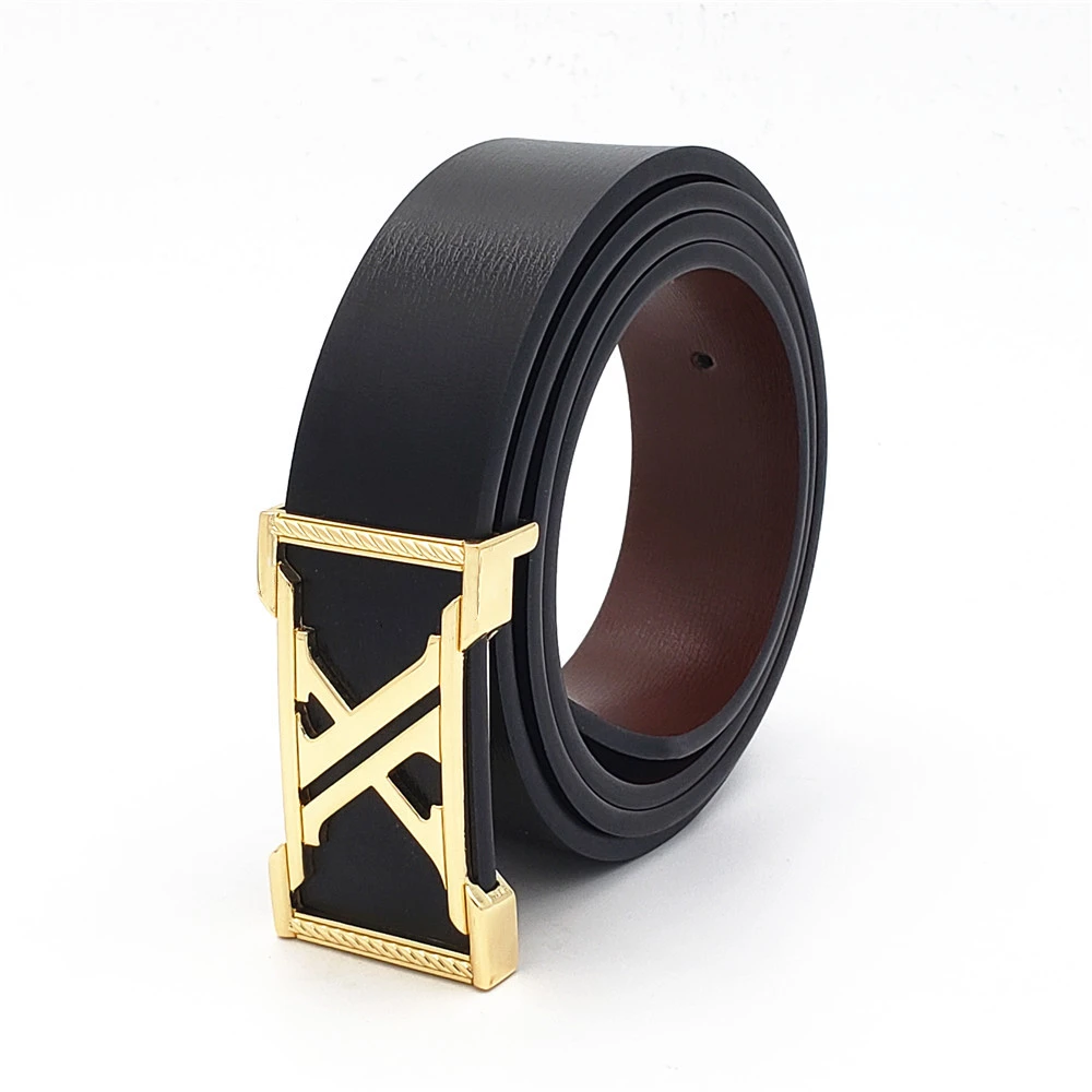 Cinturón de alta gama para hombre, correa de de vaca Real, de marca de a la moda, cinturones famosos café negro|Cinturones de hombre| - AliExpress