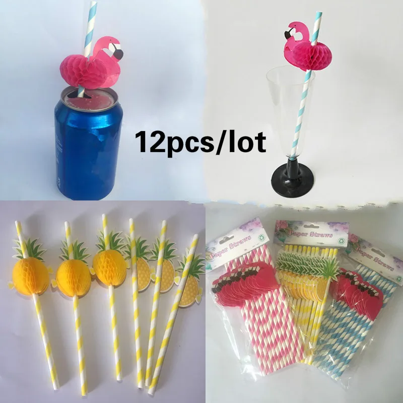 

12Pcs/lot Honeycomb 3D Paper Drinking Straws Birthday Party Decoration Supplies Bar Decor Environment-friendly Green Product