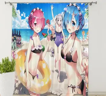 Anime Re:ZERO Starting Life in Another World cortinas de ducha impermeables con ganchos para baño, regalos para niños y niñas 1