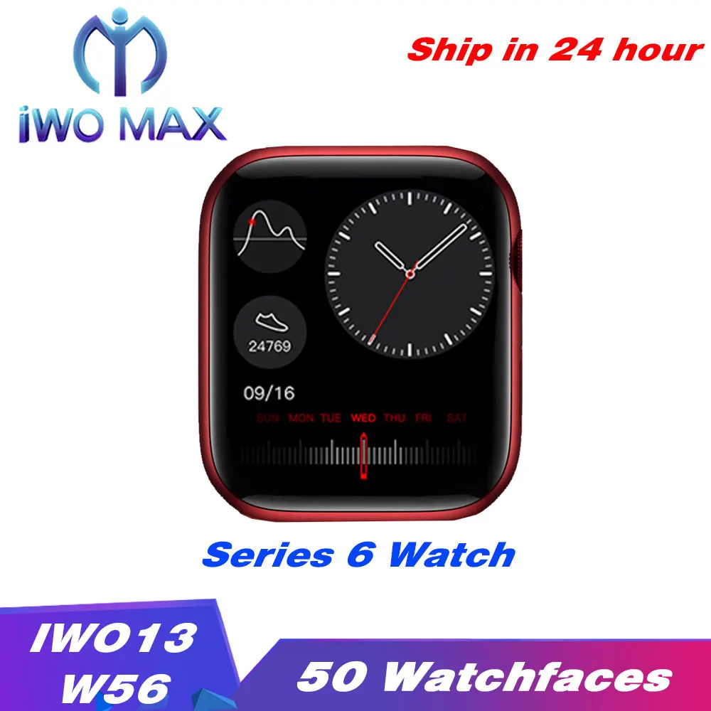 Original IWO 13 Smart Watch Series 6 1:1 40mm 44mm Phone Call Wireless Charger Blood Pressure ECG IP68 waterproof W56 Smartwatch