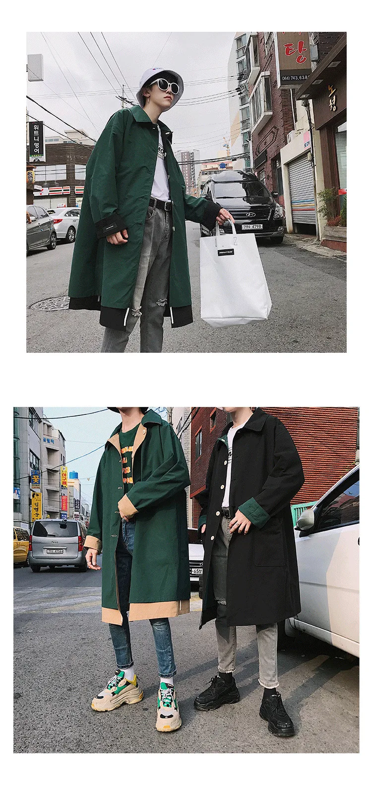 Winter New Trend Retro Men's Korean Version Of The Long Double-faced Loose Casual Harajuku Solid Color Wool Coat